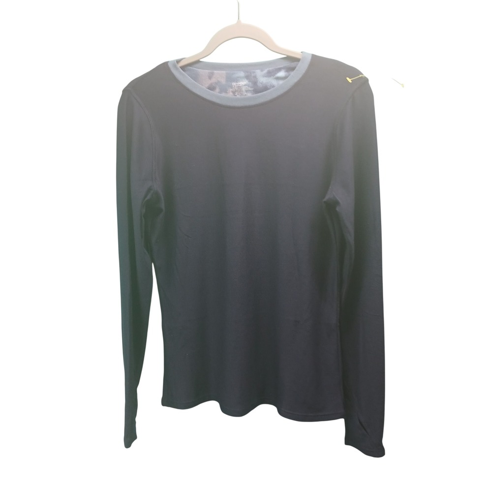 ClimateRight‎ by Cuddl Duds Navy Floral Long Sleeve Thermal Top S/CH